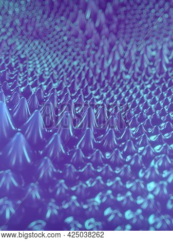 Abstract Ferromagnetic Fluid. Minimal Futuristic Design With Depth Of Field. Design Element. 3d Rend