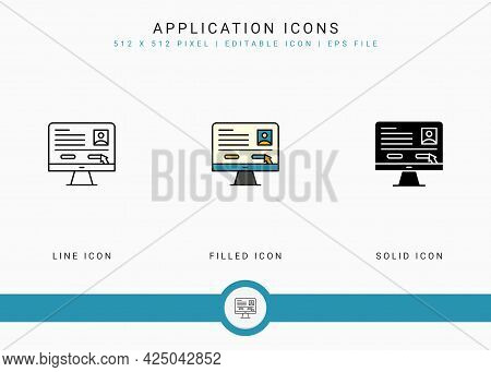 Application Icons Set Vector Illustration With Solid Icon Line Style. Customer Satisfaction Check Co