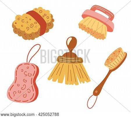 Eco Brushes For Cleaning. Zero Waste Dish Cleaning Brush Set. Eco-safe Products, Washing Up And Scru