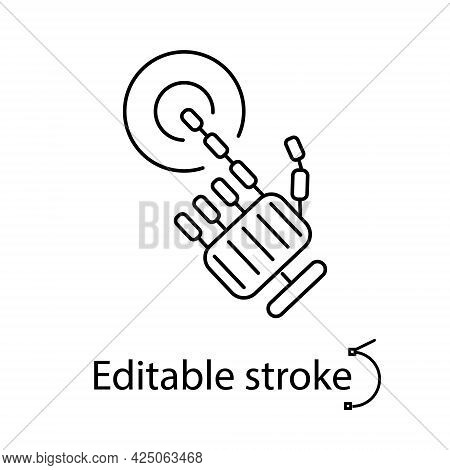 Bio Mechanical Arm Push Button Outline Icon. Exoskeleton And High Tech Technology. Cyberpunk Concept