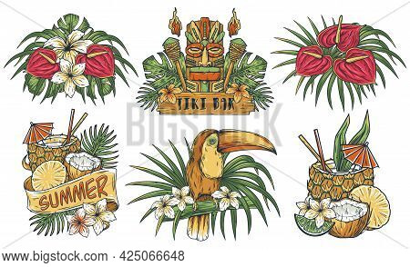 Surfing Tiki Mask Of Hawaii Bar. Ethnic Surf