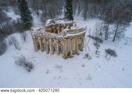 View Of The Ruins Of The Ancient Church Of The Holy Trinity In The Village Of Fifth Mountain On A Cl