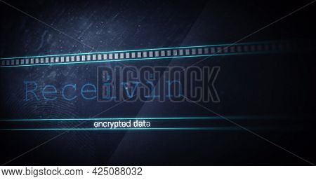 Image of receiving text flickering digital interface on screen. global connections, data processing, computing and digital interface concept digitally generated image.