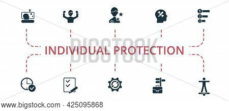 Individual Protection Icon Set. Contains Editable Icons Theme Such As Traffic Safety, Survival Ring 