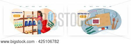 Eco Friendly Products Shop, Landing Page Design, Website Banner Vector Templates. Natural Cosmetic, 