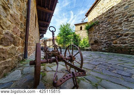 Small Old Metal Cart Used For Field Work. Barcena Mayor Santander.