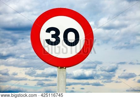 Speed limit traffic sign showing 30