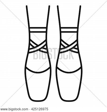 Ballerina Feets Icon Outline Vector. Dance Girl Foot. Classic Ballerina Feets