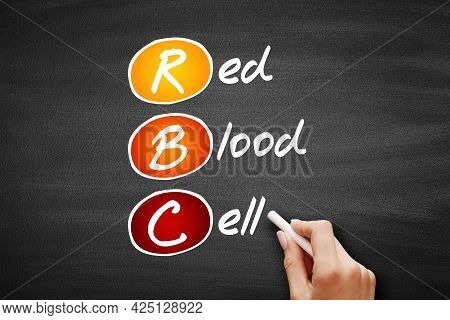 Rbc - Red Blood Cell Acronym, Concept On Blackboard