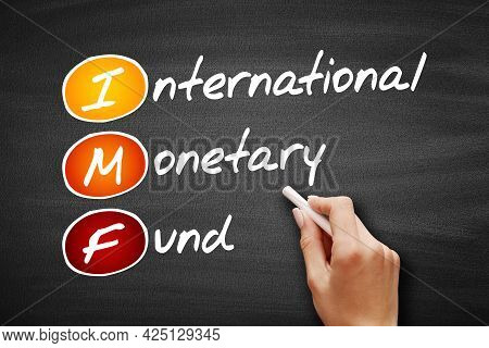 Imf - International Monetary Fund Acronym, Business Concept Background On Blackboard