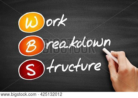 Wbs - Work Breakdown Structure, Acronym Business Concept On Blackboard