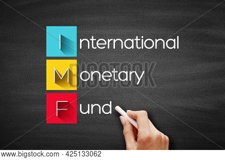Imf - International Monetary Fund Acronym, Business Concept Background On Blackboard
