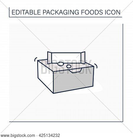 Snack Bars Line Icon. Paper Box With Snacks.portion Control, Protection, Tampering Resistance From B