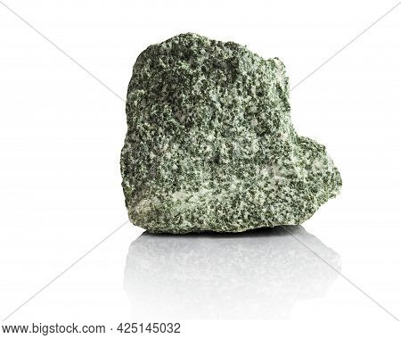 Stone, A Fragment Of Jadeite On A White Background