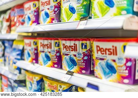 Capsule Laundry Detergent Products In A Supermarket