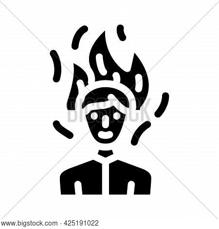 Burning Man After Wasabi Glyph Icon Vector. Burning Man After Wasabi Sign. Isolated Contour Symbol B