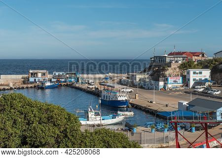 Hermanus, South Africa - April 12, 2021: The Harbour In Hermanus In The Western Cape Province. Whale