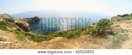 Panoramaudsigt over kysten nær Fiolent Cape, Ukraine
