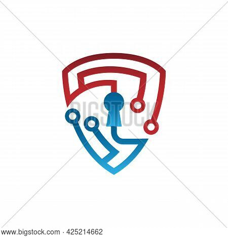 Tech Shield Security Logo Design Template Vector. Secure Tech Logo Template. Shield Guard Tech Logo 