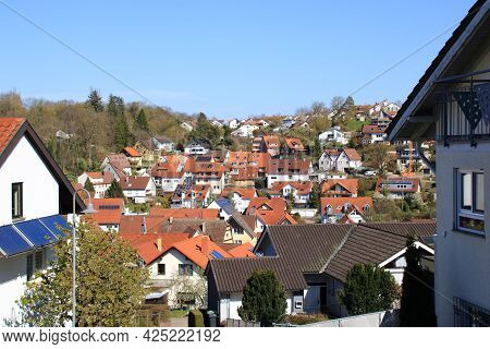 View of the town of Flacht near Weissach