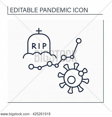 Fatality Rate Line Icon. Deaths From Global Covid19 Virus. Pandemic Concept. Isolated Vector Illustr