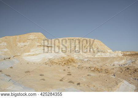 Beautiful Lunar Landscape. Wight And Smooth Hills In Various Shapes In A Desert Landscape. The Whiti