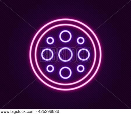 Glowing Neon Line Sewing Button For Clothes Icon Isolated On Black Background. Clothing Button. Colo