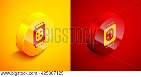 Isometric Knee Pads Icon Isolated On Orange And Red Background. Extreme Sport. Skateboarding, Bicycl