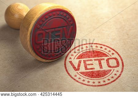 Veto stamp on craft paper. 3d illustration