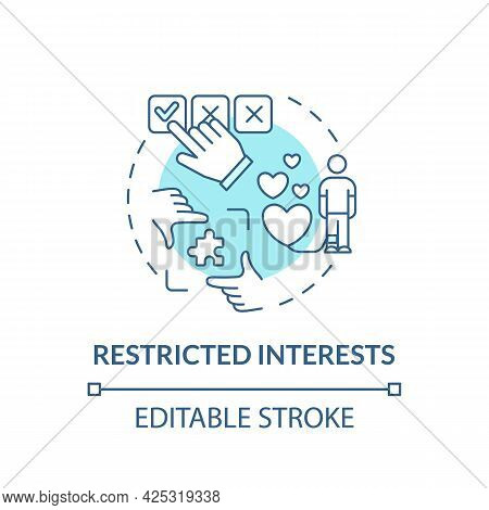 Restricted Interests Concept Icon. Autism Symptom Abstract Idea Thin Line Illustration. Preoccupatio