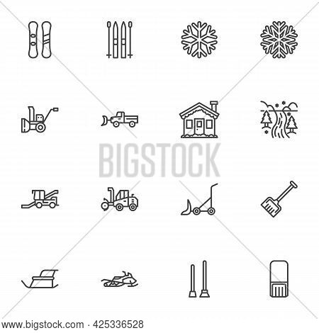 Winter Season Line Icons Set, Outline Vector Symbol Collection, Linear Style Pictogram Pack. Signs, 