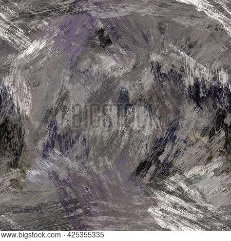 Seamless Abstract Painted Brushed Texture. Spikey Material Pattern Background. Grunge Rough Colour W