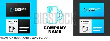 Blue Line Phone Repair Service Icon Isolated On White Background. Adjusting, Service, Setting, Maint