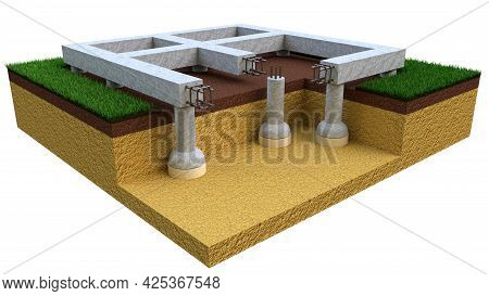Drilled Belled Foundation, Isolated Cgi Industrial 3d Rendering