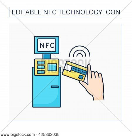 Nfc Color Icon. Safety Credit Card Payment. Paying Bills. Bank Terminal. Near Field Communication. C