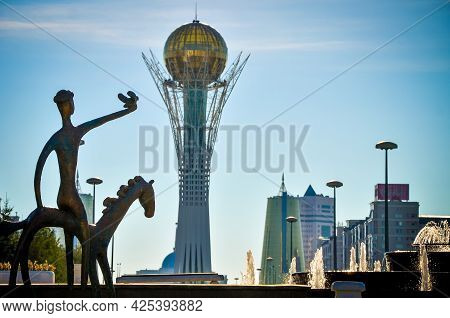 Nur-sultan.kazakhstan: 03.09.2013 - View Of The Structure Of Baiterek In Nur-sultan. Kazakhstan.