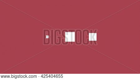 Image of digital interface waiting loading squares flashing on red background. technology, computing and digital interface concept digitally generated image.