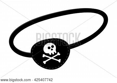 Pirate Eye Patch Icon Sign Flat Style Design Vector Illustration Isolated On White Background. Black