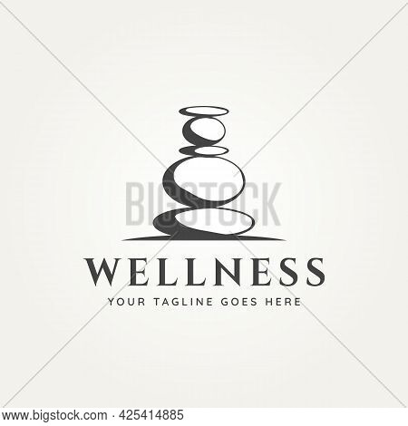 Wellness Balancing Stone Logo Vector Illustration Design. Spa, Health, And Beauty Logo Concept