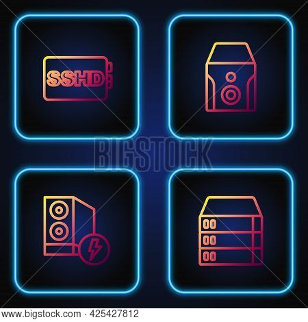 Set Line Server, Data, Web Hosting, Case Of Computer, Sshd Card And Uninterruptible Power Supply. Gr