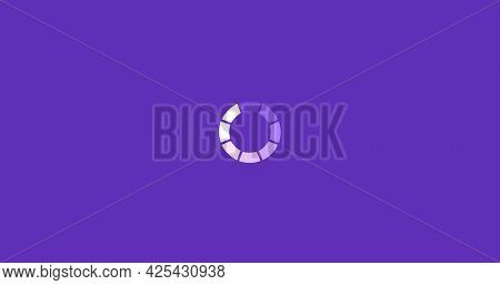 Image of loading digital interface circle flashing on purple background. technology, computing and digital interface concept digitally generated image.