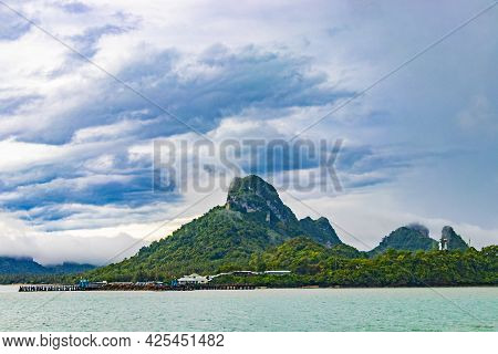 Travel To Don Sak Over Turquoise Water Tropical Landscape Thailand.