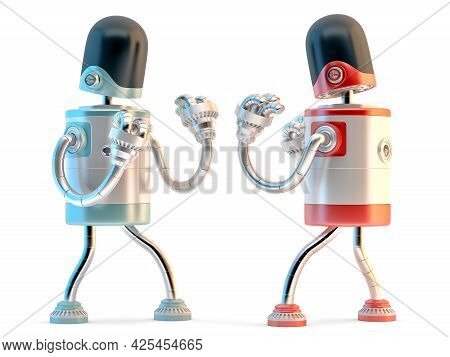 Confrontation And Competition. 3d Illustration. Isolated Over White