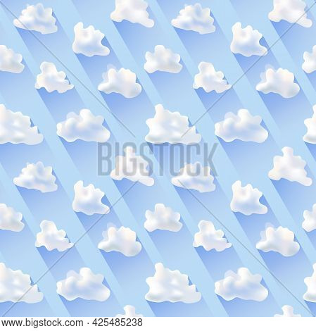 Solid Seamless Vector Texture In The Form Of Stylized Simplified Clouds And Shadows