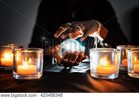 Fortune Teller Predicting Future Using Crystal Ball
