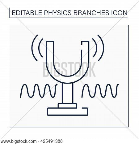 Sound And Waves Line Icon.oscillation In Pressure, Stress, Particle Displacement, Particle Velocity.
