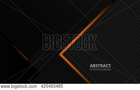 Dark Grey Elegance Business Corporate Abstract Vector Background With Orange And Gray Lines. Minimal