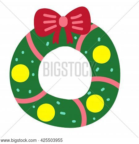 Christmas Decorative Wreth Isolated On White Background.