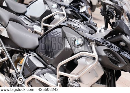 Sète , Ocitanie France  - 06 30 2021 : Bmw 1250 Gs Lc Two Motorcycle Bike Triple Black Color Sign An