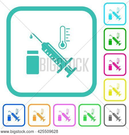 Vaccine Storage Temperature Vivid Colored Flat Icons In Curved Borders On White Background